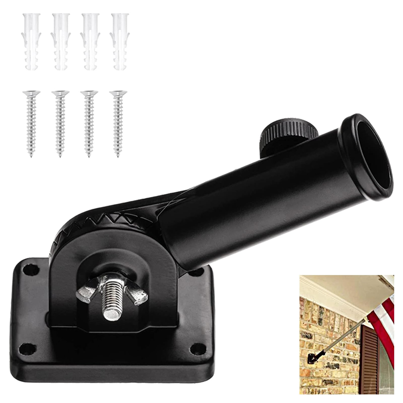 Adjustable Flag Pole Holder, Black Multi Position Flagpole Mount, Flag Pole Holder Adjustable, Bracket Adjustable Flagpole, Flagpole Adjustable Wall Flag, Adjustable Flagpole for Flag Decoration