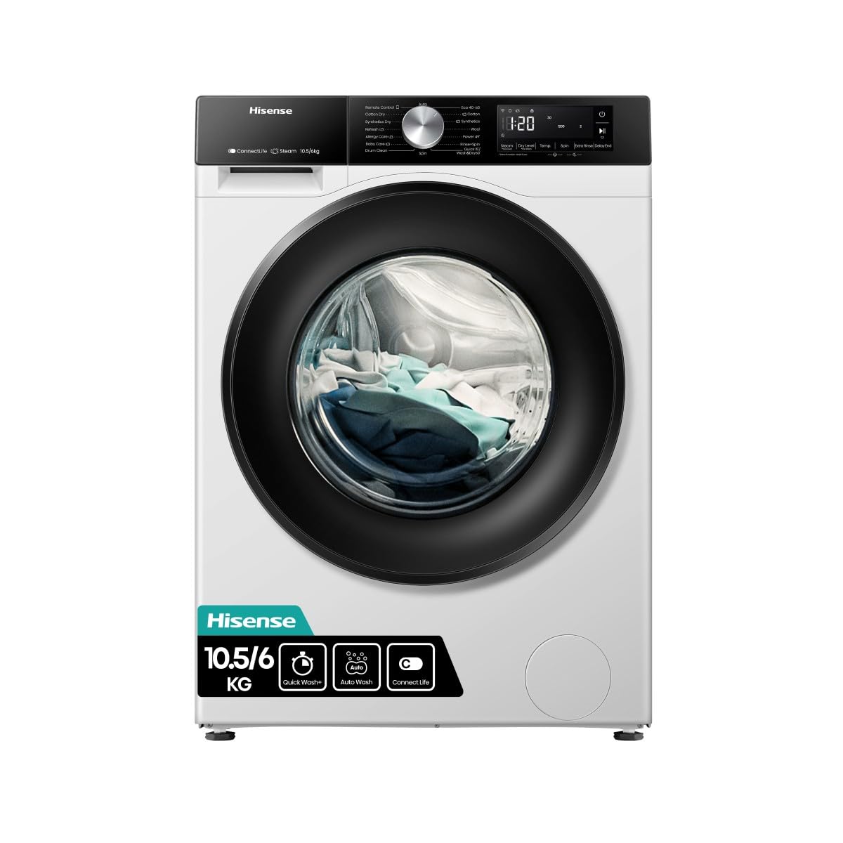 Hisense 3S Series 10.5Kg / 6Kg Washer Dryer - D Rated White