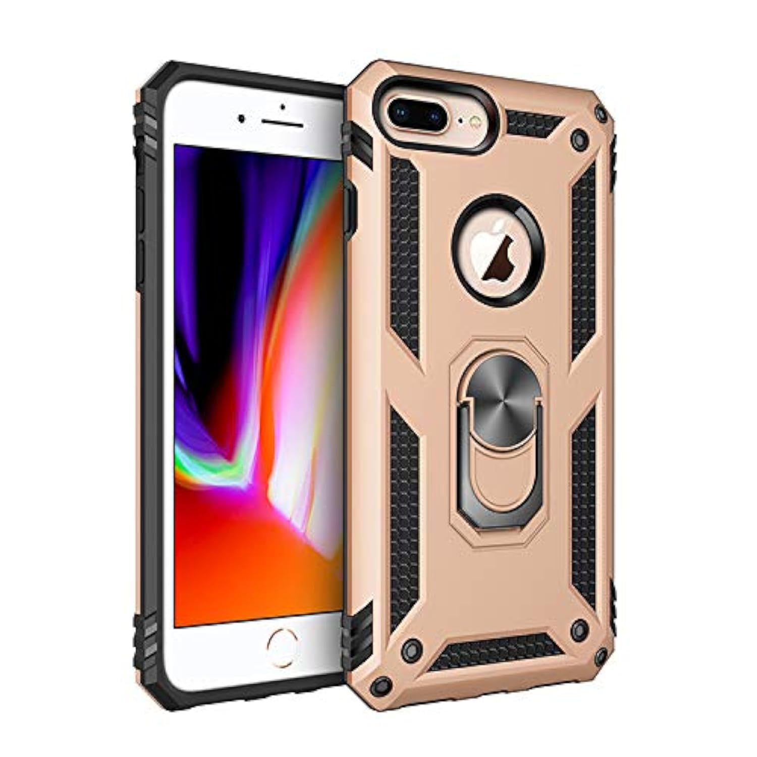 Korecase Compatible with iPhone 7 Plus Case,for iPhone 8 Plus Case Screen Camera Protection Extreme Military Armor Dual Layer Protective Ring