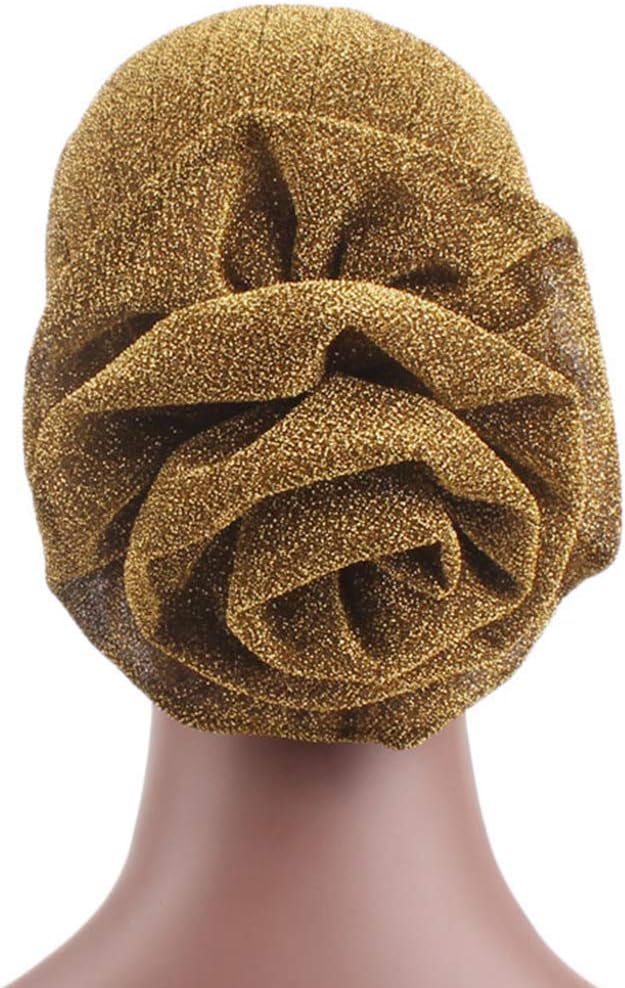 Surkat Shiny Flower Turban Shimmer Chemo Cap Hairwrap Headwear Beanie Hair Scarf - Image 5