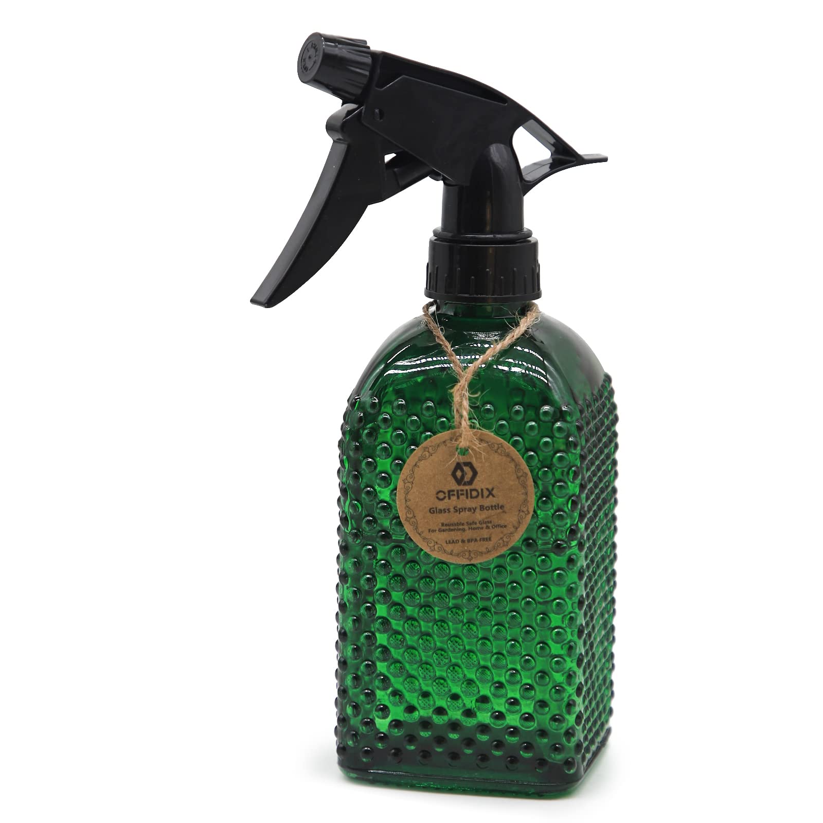 OFFIDIX Glass Watering Spray Bottle, Handheld Pressure Fine Mist Spray Bottle Dark Green Plant Mister Spray Bottle with Adjustable Nozzle Multi Use for Cleaning Gardening