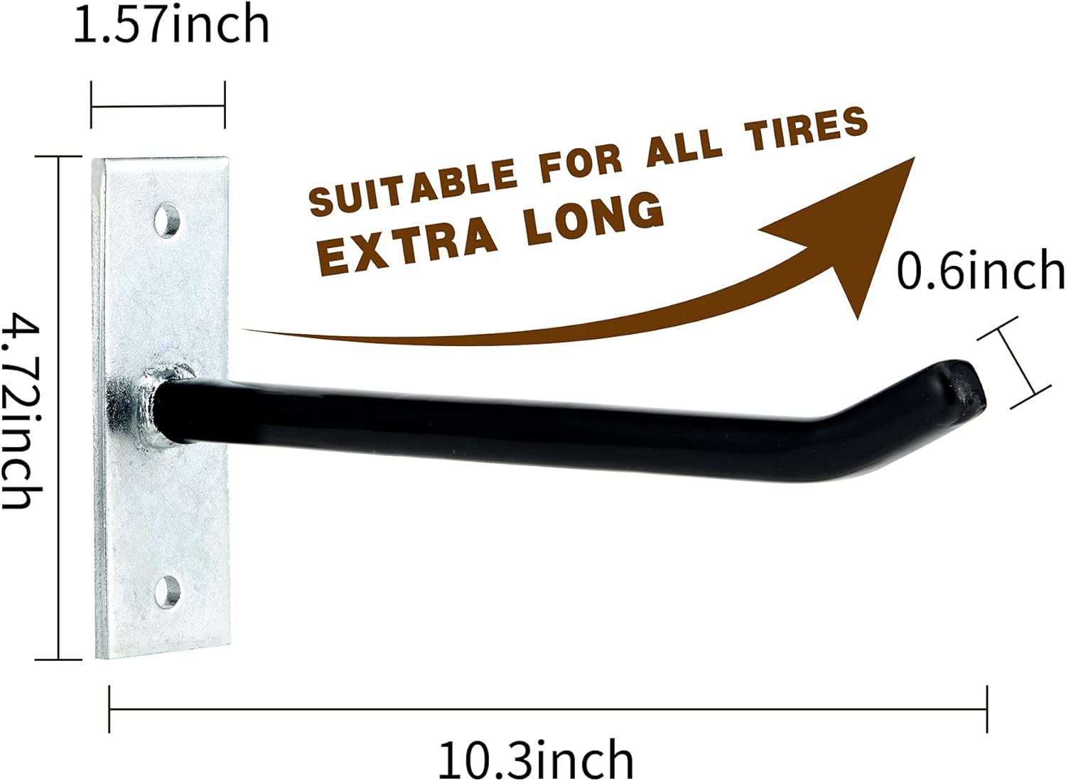 Sinoer 10-Inch Heavy Duty Steel Tire Rack Wall Mount (4-Pack) – Anti-Slip Garage Tires Hooks for Tire, Wheel, Ladder, Bike & Tool Storage – Garage Organization Hanger with Screws & Anchors, Black - Image 3