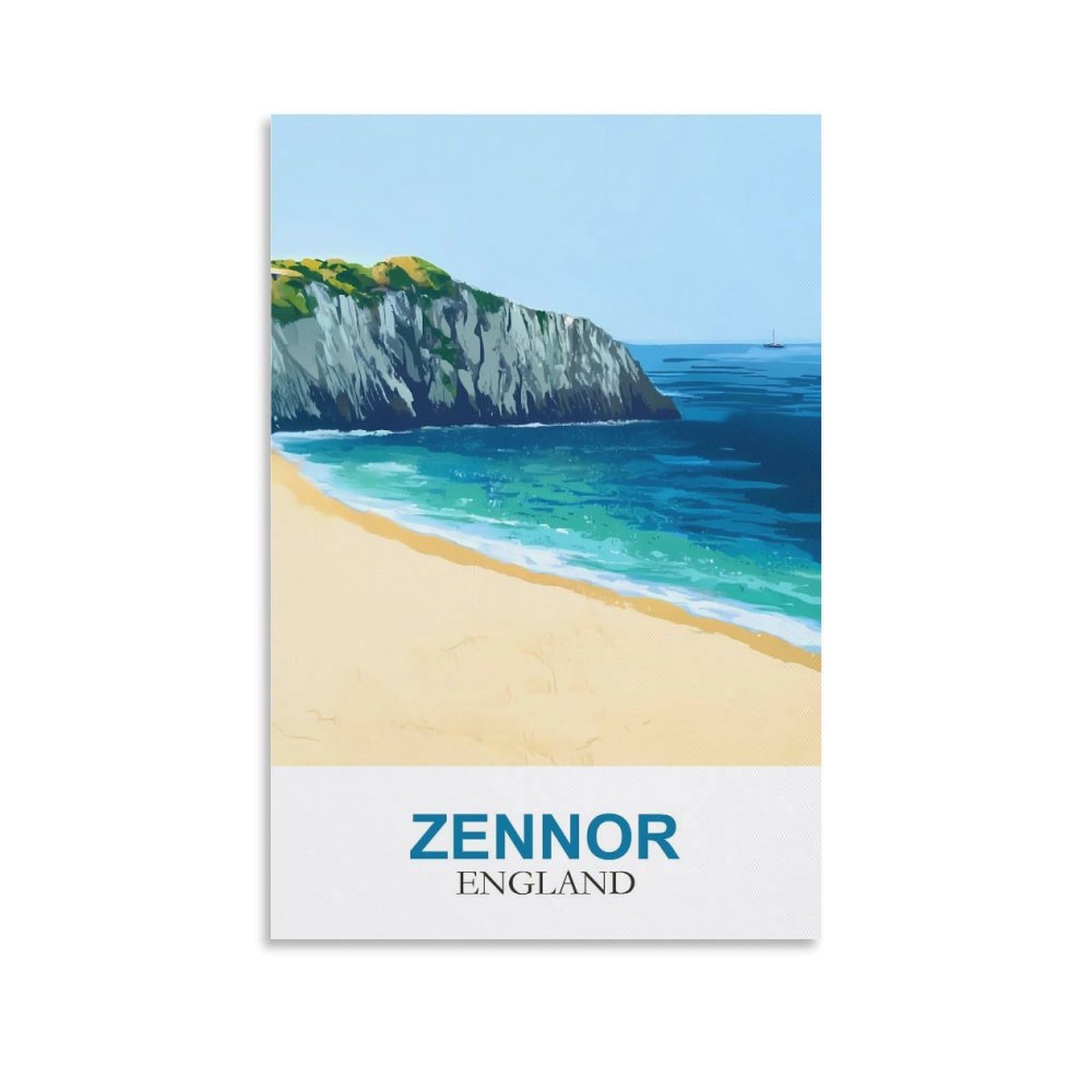 EZMLFA 5D Diamond Art Kits for Beginner,Zennor England,Diamond Picture Art for Beginner, DIY Gem Cross Stitch Creative Gift Home Wall Decor 40x50cm