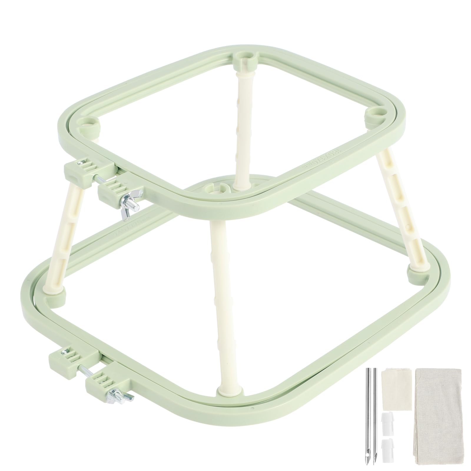 Adjustable Embroidery Table Stand, Adjustable Embroidery Frame Lap Stand Versatile Needlework Lap Stand Sturdy Embroidery Frame Lap Stand for Craft(Containing cloth stamp needle combination,green)