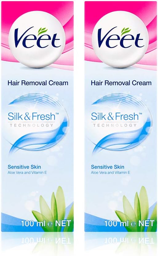 Hair Removal Cream, Legs & Body, Sensitive Skin, 100ml each (pack of 2, 200ml)