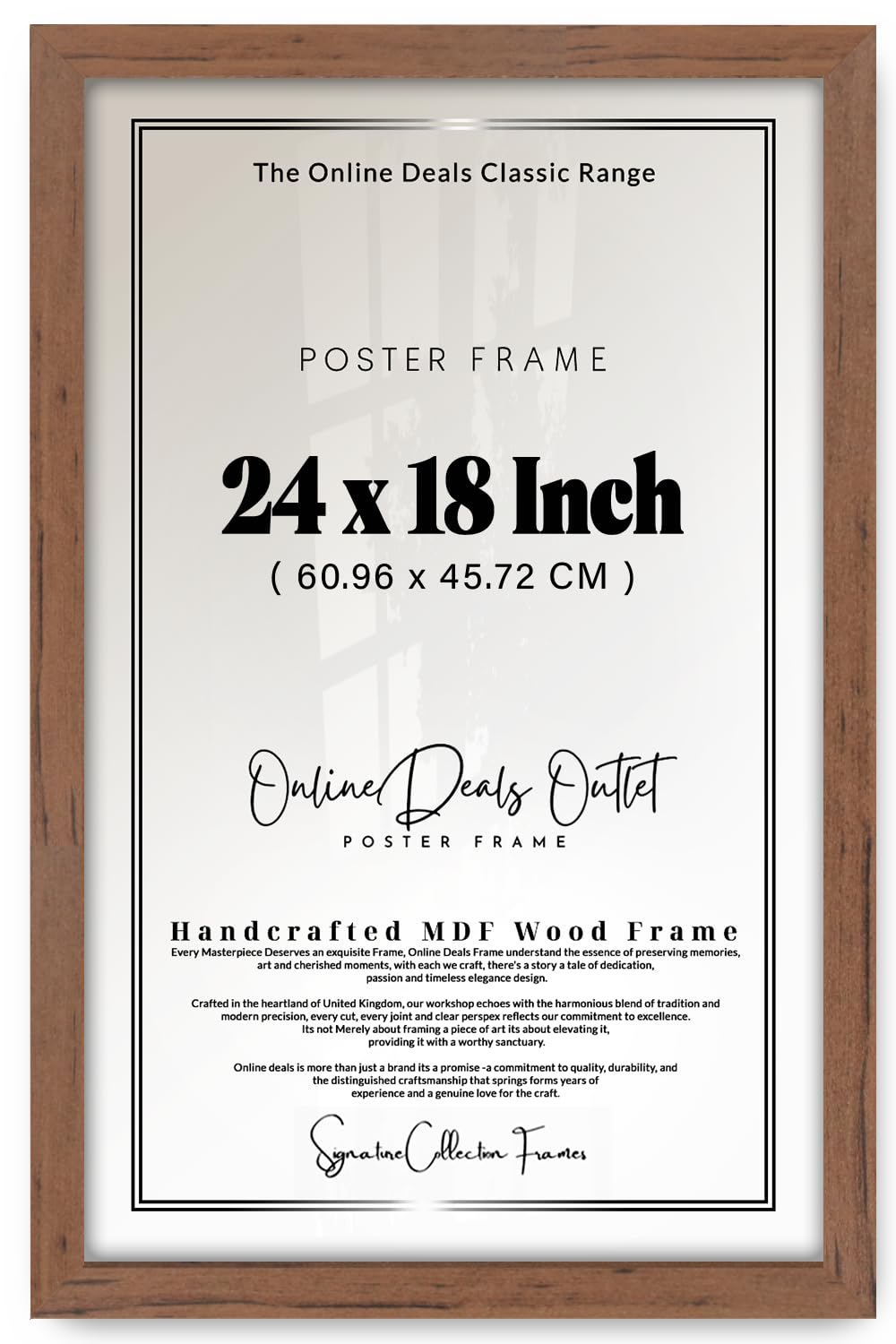 Online Deals | MDF Picture Frame (60.96 x 45.72 CM) for Football and Championship Posters & Fan Art, 609.6 x 457.2 mm MDF Wood, Horizontal & Vertical Hooks [ Walnut ]