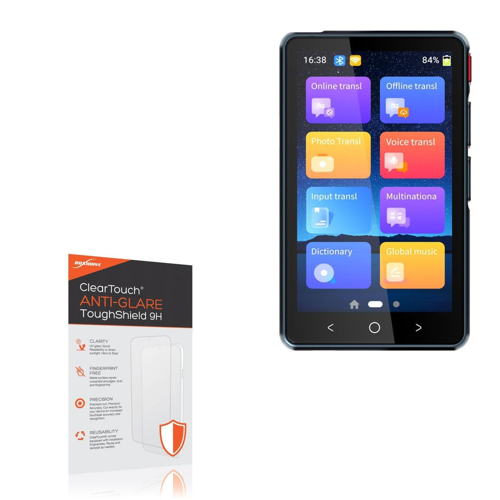 BoxWaveScreen Protector Compatible with GoBudsGo P4B Language Translator - ClearTouch Anti-Glare ToughShield 9H (2-Pack), Anti-Glare 9H Tough Flexible Film Screen Protector