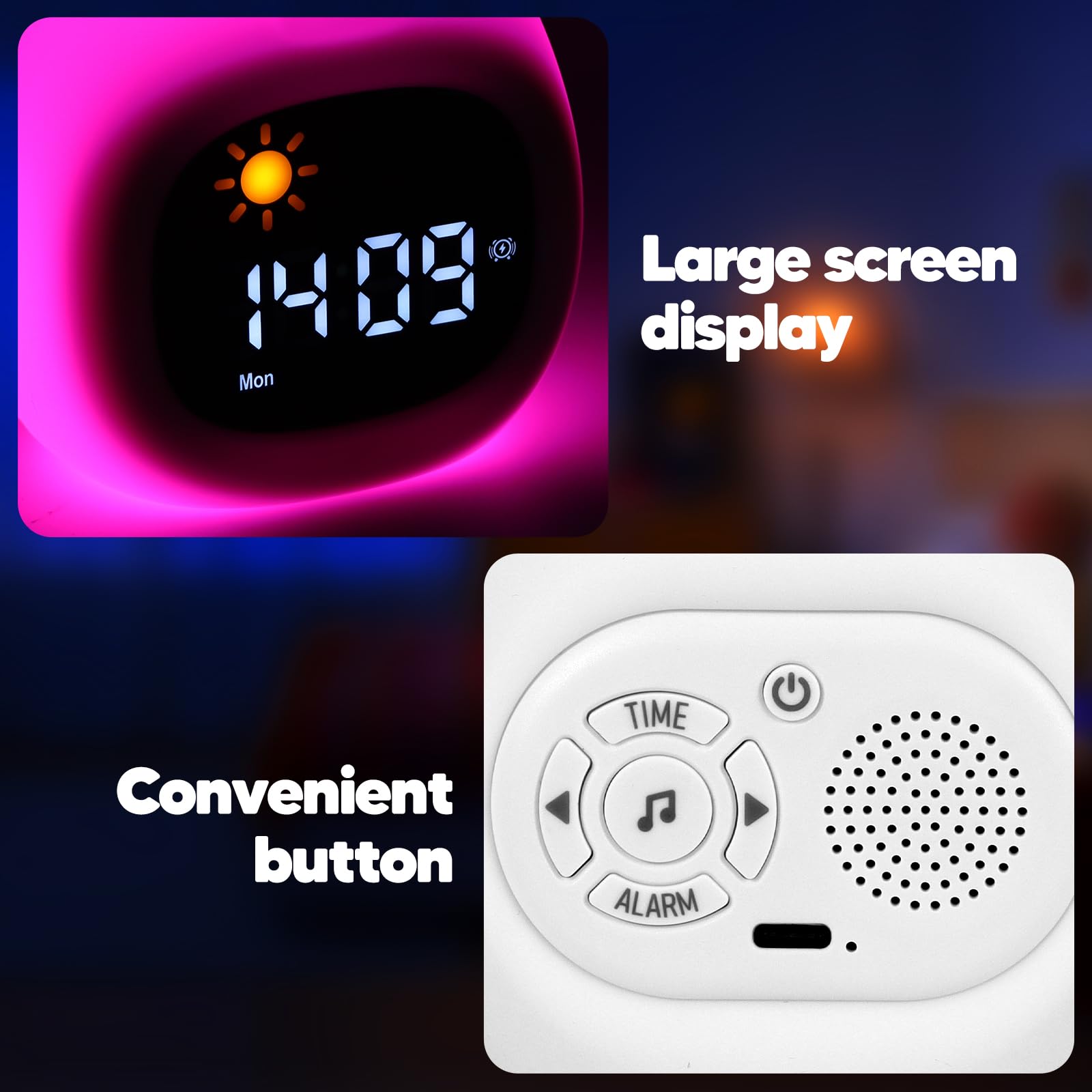 Jasfyee Kids Alarm Clock, Warm White + 8 Colors Bear Kids Clock, Animal Night Light Alarmclock, Natural Wake Up Light for Boys Girls - Image 4