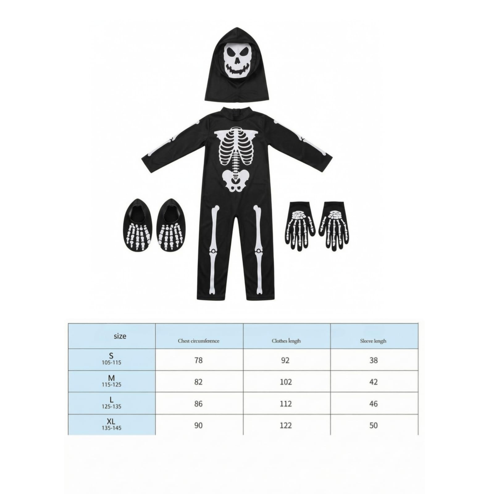 Costume da Scheletro, Tuta da Scheletro, per Feste in Maschera, Bambini