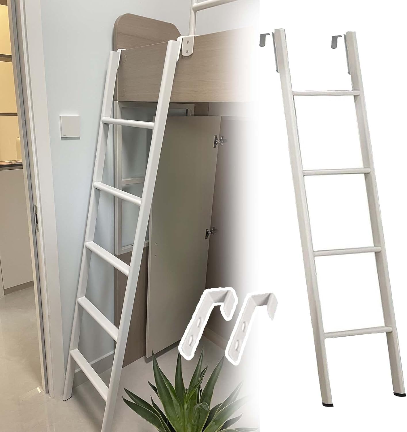 Bunk Bed Ladder for Bunk Bed in Dorm Bunk Bed with Hooks, Short Bunk