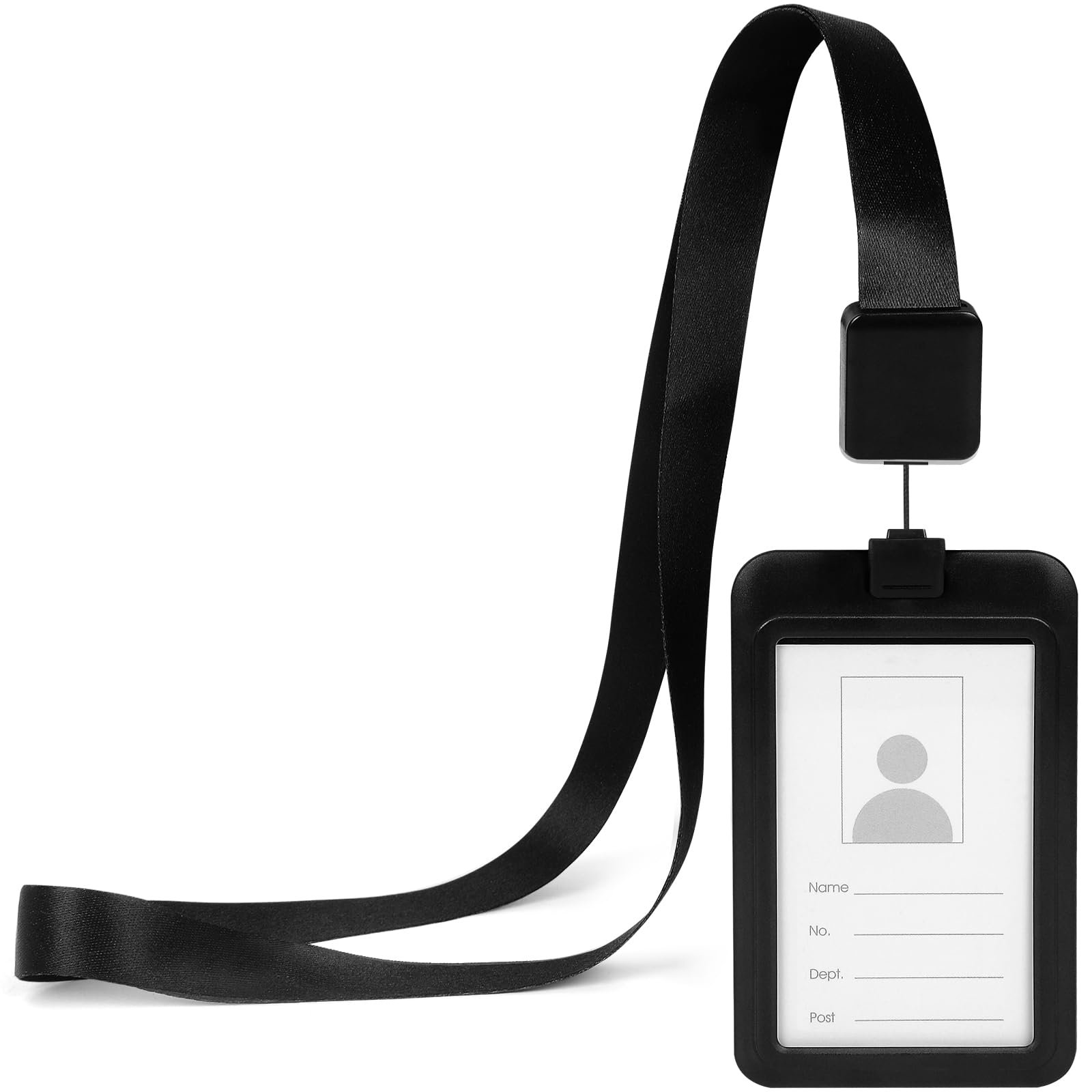 Retractable ID Badge Holder,with Retractable Cord,for Office Staff Teachers Employees Cruising(Black)