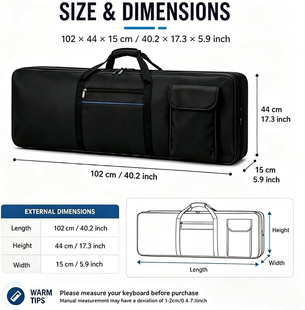 61 Key Keyboard Bag for Casio LK-265 2017–2020, Padded Electronic Keyboard Carrying Case, Soft Digital Piano Gig Bag with Shoulder Strap, Carry Handles,C 102×44×15cm