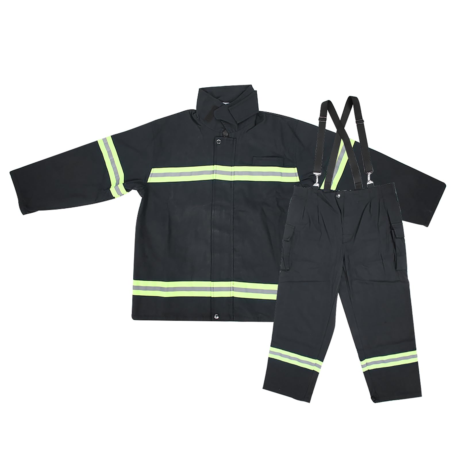 FILFEEL el Traje de Ropa Ignífuga Incluye Abrigo Y Pantalones, Mono de Combate Reflectante de Protección para Bomberos a Prueba de Calor (-20 ° C a + 200 ° C Entorno de Trabajo)(L)
