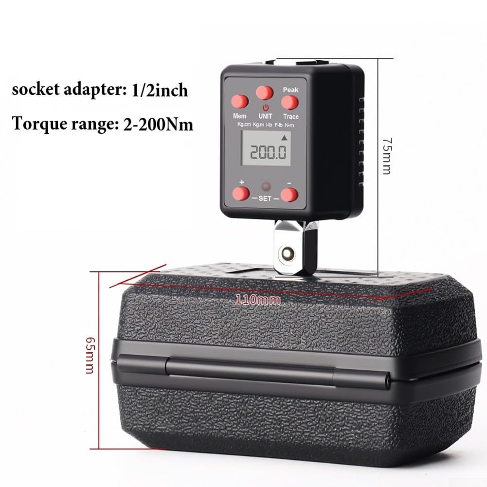 Zilimontt Adaptateur de clé dynamométrique numérique 1/4" 3/2" 3/4", très résistant 0,3-600 Nm avec modes de crête et de trace, alertes sonores et indicateurs LED, mise hors tension automatique pour