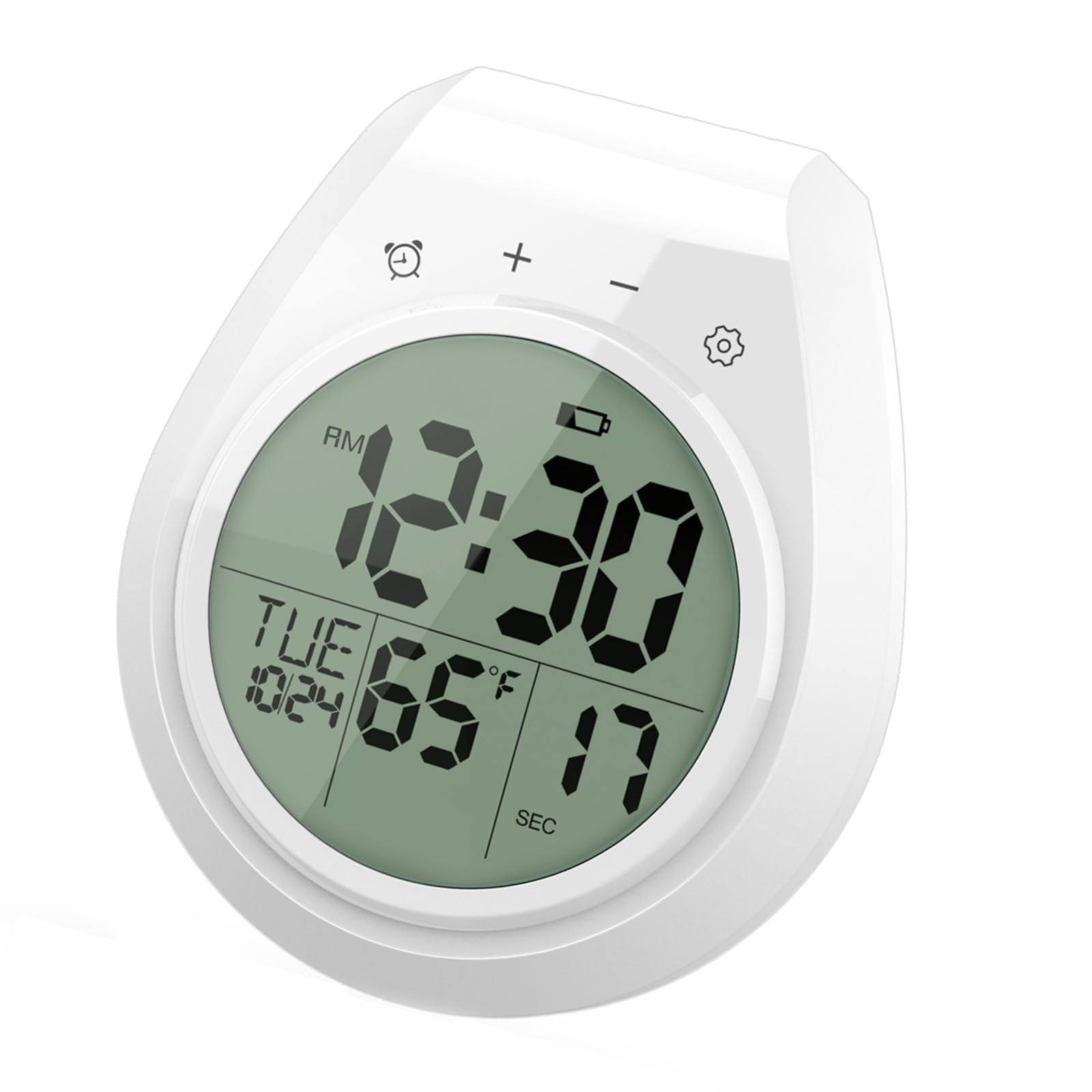 Kalttoy Digital Bathroom Wall Clock Waterproof with LCD Display Time Temperature Date 12/24 Hour Mode Countdown Timer Suction Cup Hanging Hole Clock