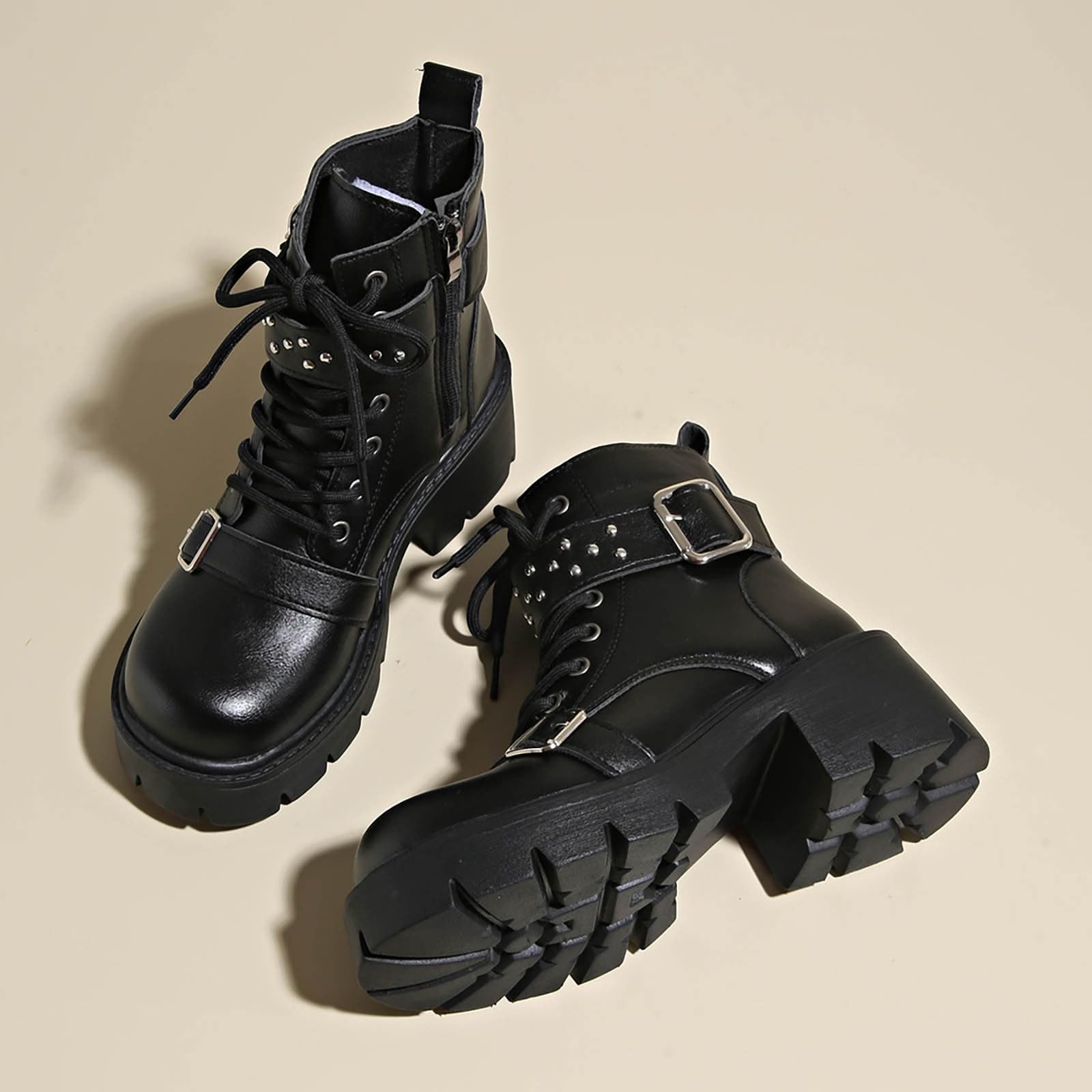 Genérico Botines Mujer Vestir con Cordones Plataforma Botas Punta Redonda Elegantes Zapatos Suaves Cómodos Caminar Bota Casuales Antideslizantes Botin para Otoño Invierno Trabajo Paseo y Uso Diario