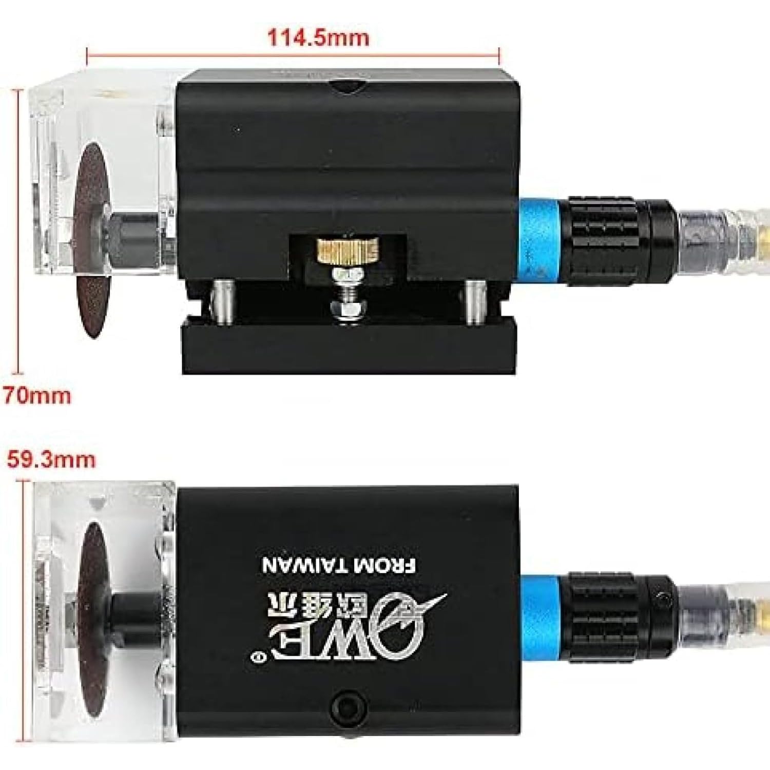 Amoladora neumática portátil para ranurado, Disco de 50 mm, Control de Velocidad de rotación, Ideal para el rectificado de Troqueles Planos y Aplicaciones con Discos abrasivos.
