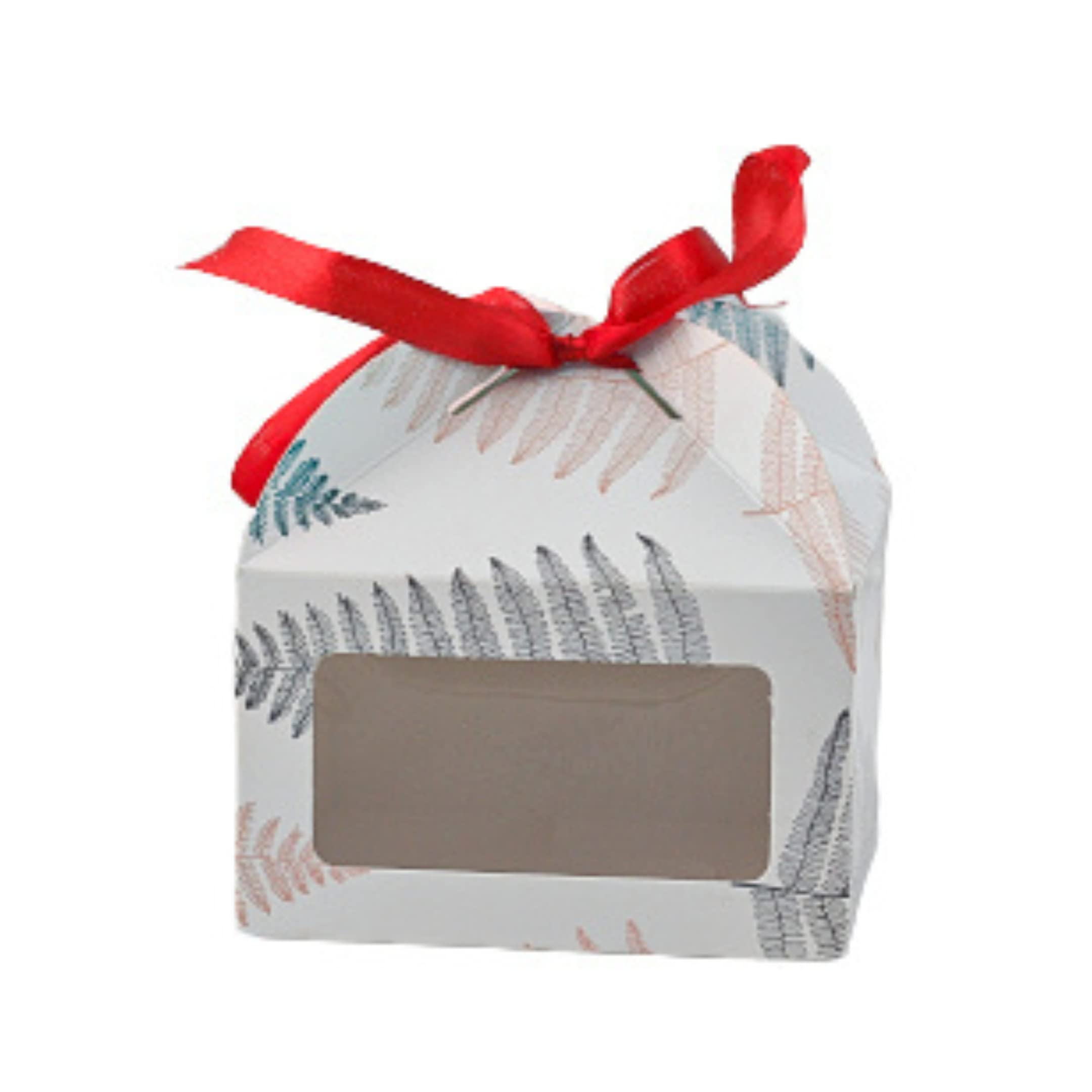 THE BAXSA Co. Window Chocolate Box with Ribbon For Cake, Cookies, Goodies, Candy, Gift Boxes for Christmas, Birthdays, Holidays, Weddings (4.5X4.5X4.5) Pack of 10