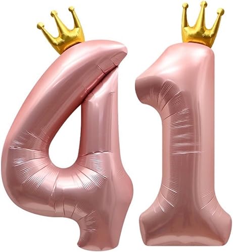 Miniatura 2 de Globos rosa claro del número 14 de 40 pulgadas con corona, globos grandes de aluminio para cumpleaños de helio, decoraciones de cumpleaños número 14