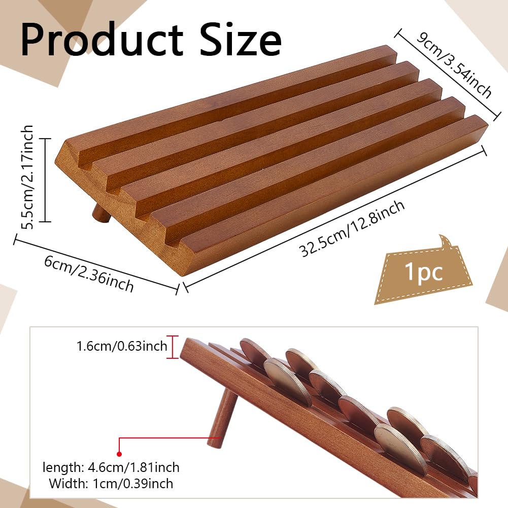 NBEADS Challenge Coin Display Holder, 4 Row Collectible Coins Holder Military Coin Holder Rack Wood Army Coin Display Stand for Desk, Challenge Coin Display Case, Peru, 12.8x3.5x2.2inch