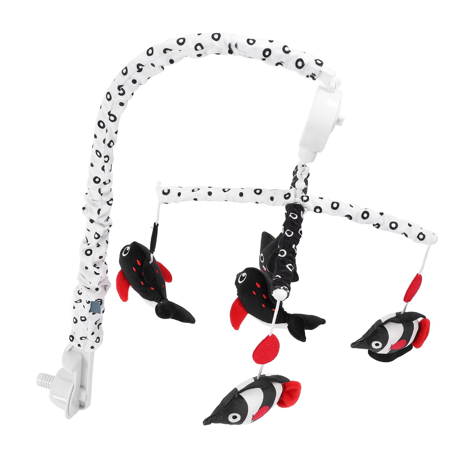 Cuna de bebé Móvil juguete musical Cuna móvil alto contraste negro rojo rojo suave peluche prevenir el estrabismo para la habitación de la guardería infantil (Océano)