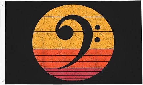 PAUPPY Retro Bass Clef Notes Musical Note Vintage Style Music Gifts Tapestry Wall Banner with 2 Brass Grommets Funny Flag Decorations Flag For Room