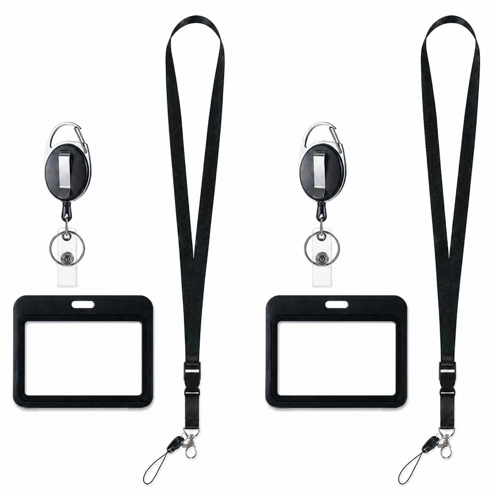 Retractable Lanyard 2 Pack Badge Holder Neck Strap ID Card