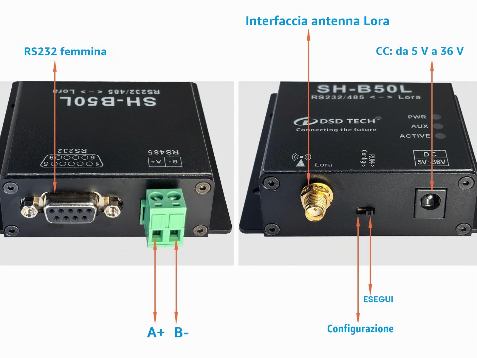 DSD TECH Lora Modulo SH-B50L RS485/232 a Lora Adattatore Lorawan Wireless Ricetrasmettitore