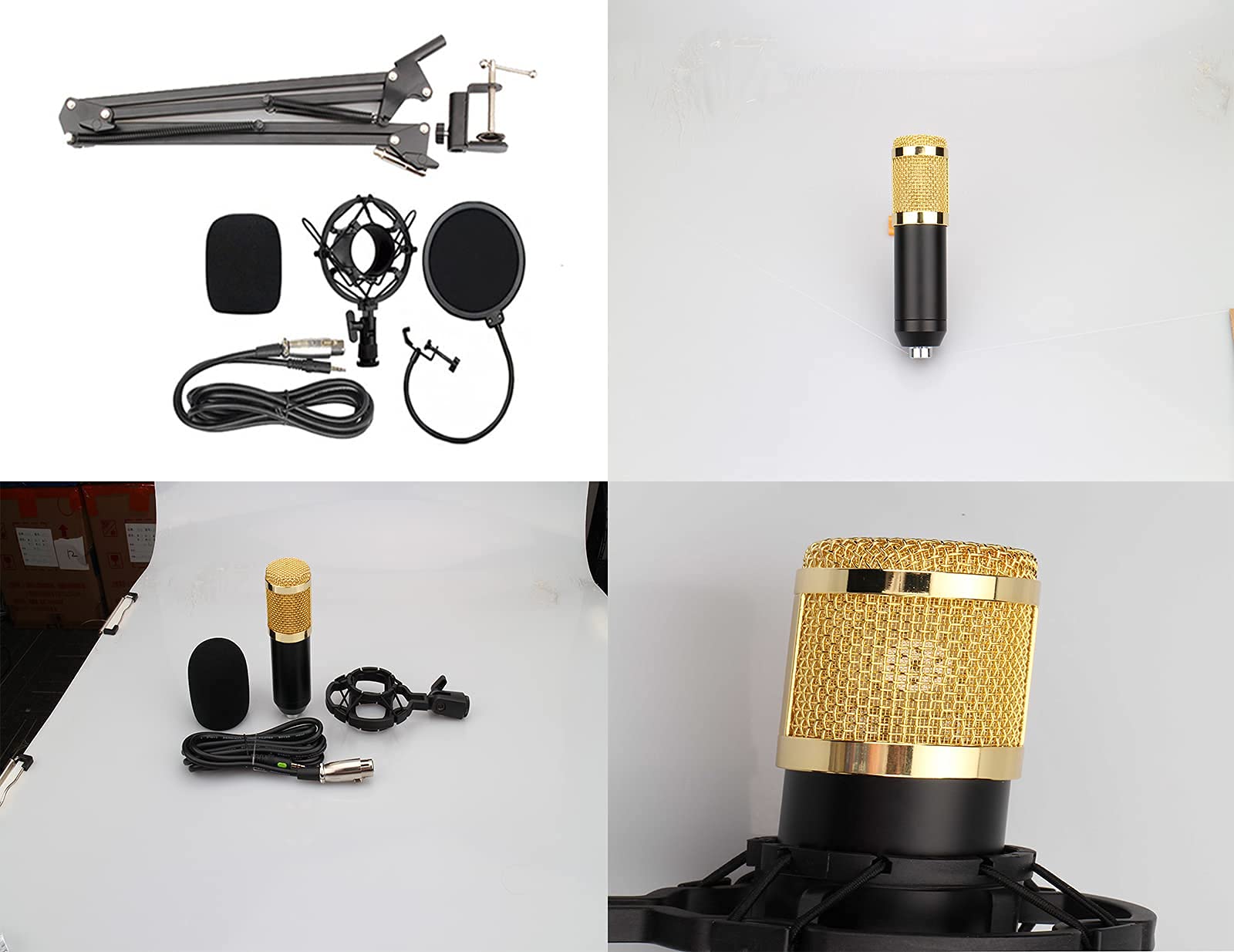 SGSG Bundle Microfono a condensatore Multifunzione BM-800 Scheda Audio Live Kit Microfono V8 Supporto Antiurto in Metallo e Supporto per Microfono Regolabile Utilizzato per la Registrazione Music