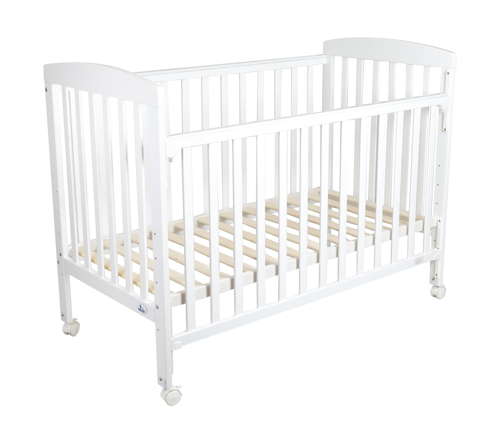 TORAL Cuna Bebe Madera Blanca. Cuna Colecho Bebe Modelo Verona. 3 Posiciones Lateral Deslizante y 5 Posiciones Somier. con Ruedas de Seguridad con Freno y Mordedor para Barandilla.