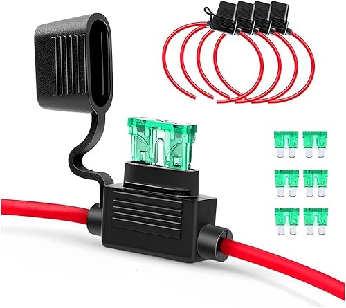 5 soportes de fusibles en línea, cable de cobre calibre 101214 AWG, fusible de hoja ATCATO impermeable, accesorios automotrices universales para