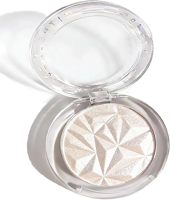 Diamond Shine Highlighter Powder Palette - Face Highlighter & Contouring Makeup with Long-Lasting Lightweight Shimmer, Pearl White