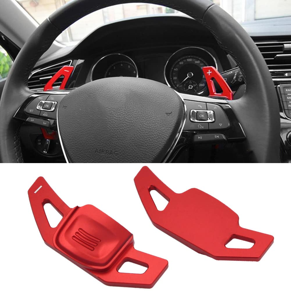 Asudaro Lot de 2 palettes de changement de vitesse pour volant de voiture - En aluminium - Extensions de changement de vitesse - Compatible avec G-ol-f 8 MK8 2020 2021 - Rouge
