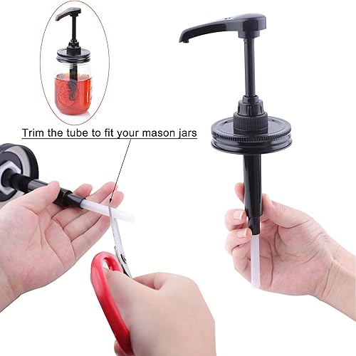 Miniatura 2 de Bomba dispensadora de jarabe de tarro Mason con tapa de bomba de jarabe de miel con tarro de 16 onzas paquete de 2 dispensador de jarabe de café de