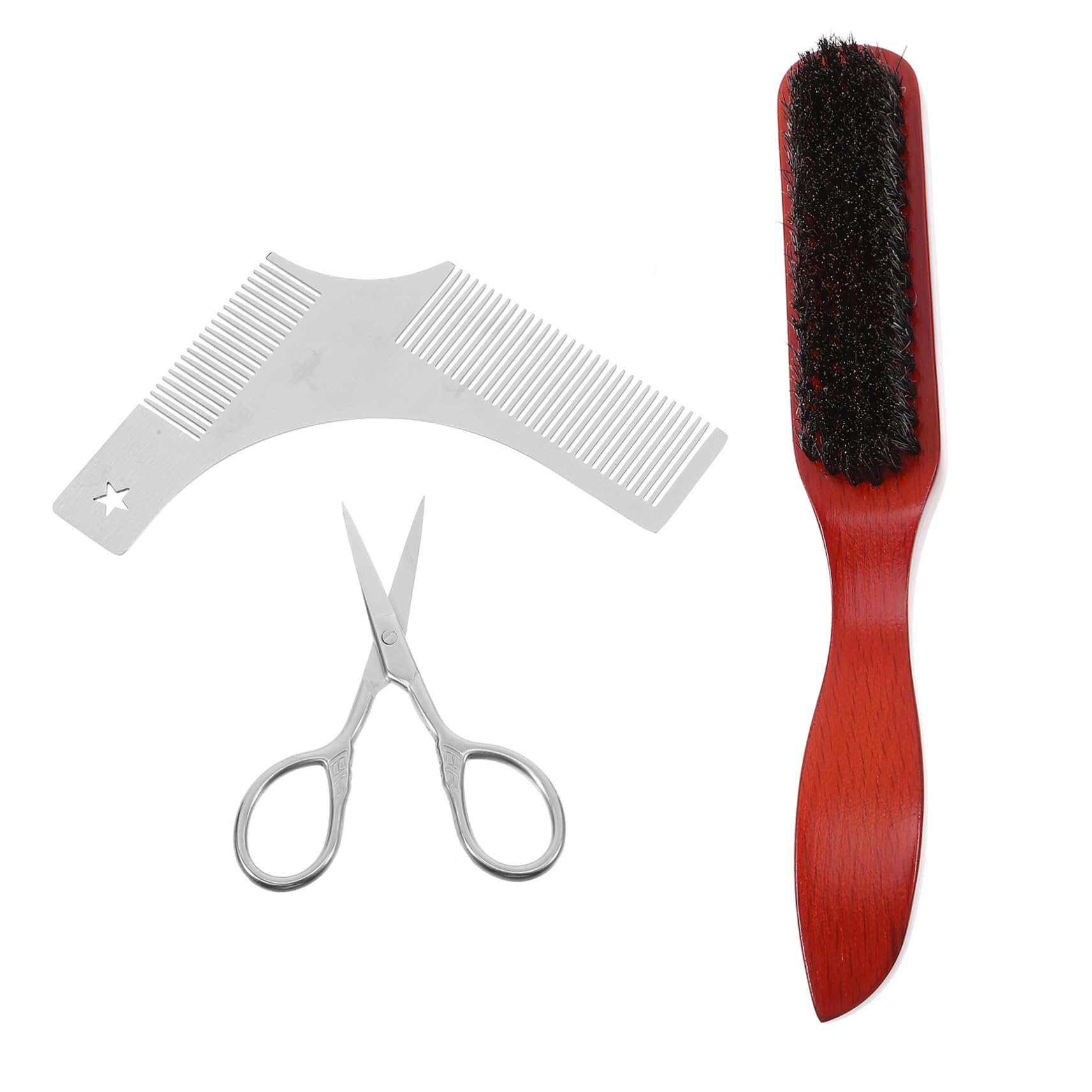 PLAFOPE Complete Beard Care Kit 3pc Beard Brush Set Comb Trimmer Soft on Travel Grooming Tool