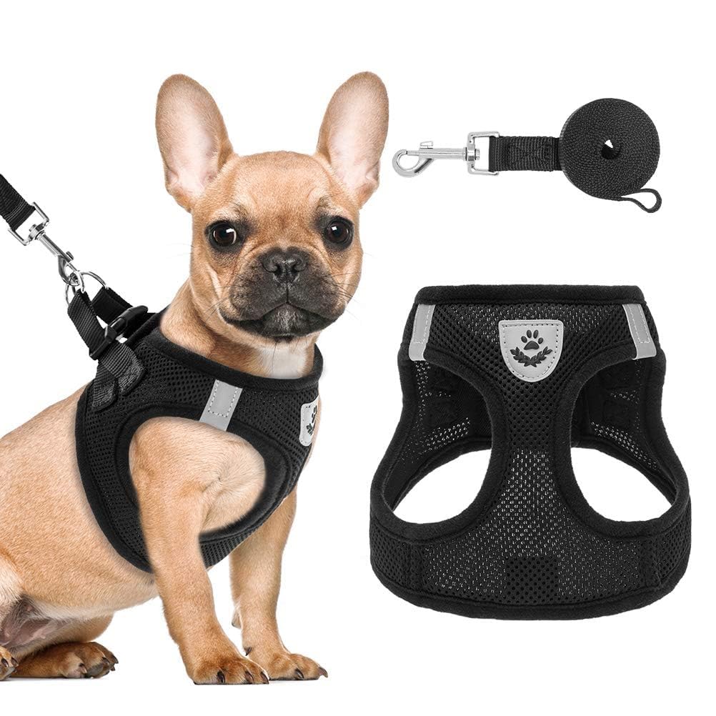 PAWCHIE Puppy Harness and Leash Set - Soft Mesh Dog Vest Harness, Reflective & Adjustable Harness for Small to Medium Dogs, Cats and Puppies,Easy Walk