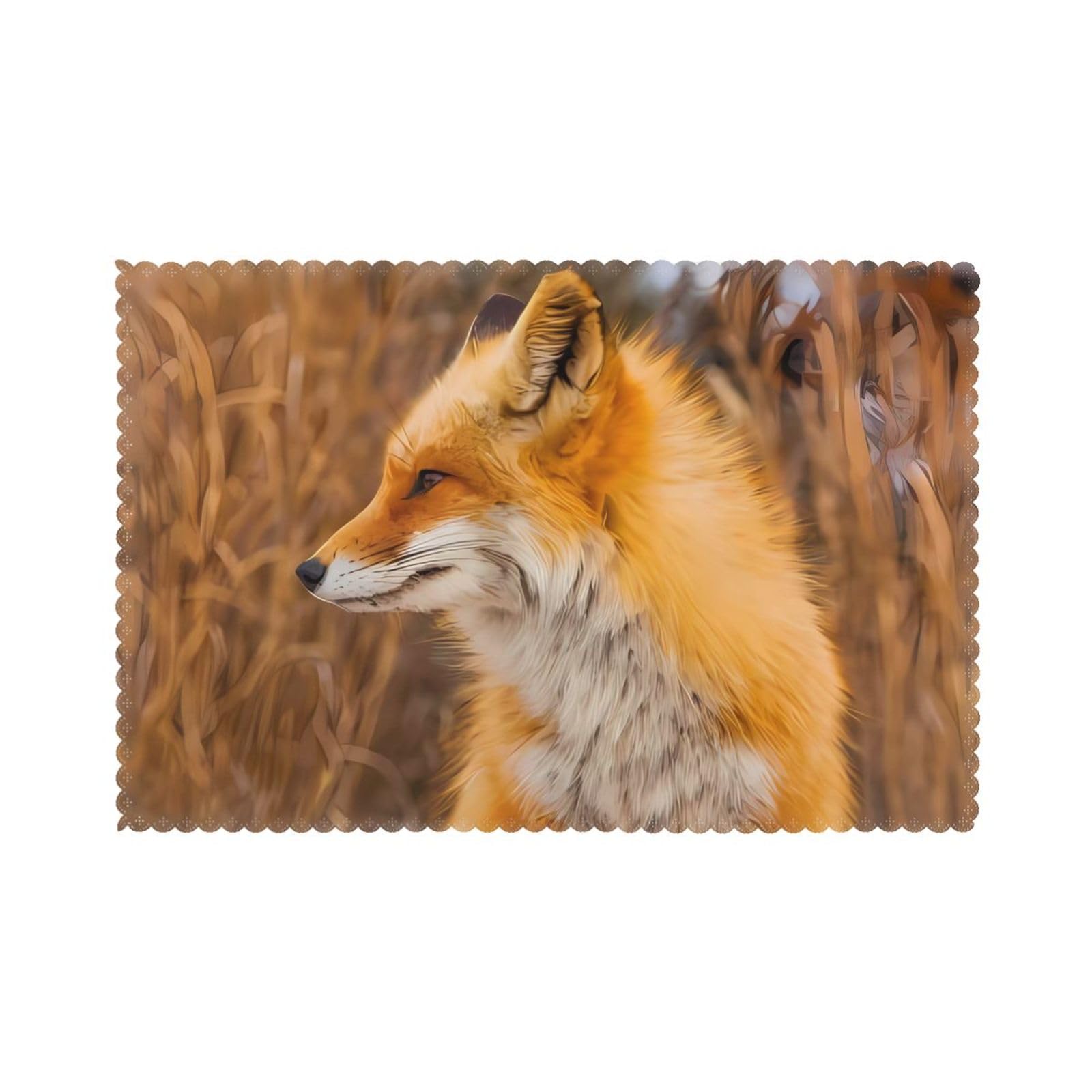 WHJSHOP Fox Prints Placemats Set of 6 12x18in - Heat Resistant Table Layers for Homes, Hotels & Stylish Dining