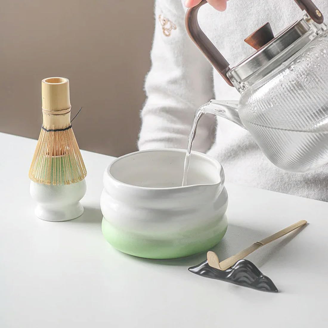 Japoński zestaw matcha z ceramiczną miską trzepaczką do matcha i łyżeczką do herbaty dla majsterkowiczów akcesoria do robienia herbaty
