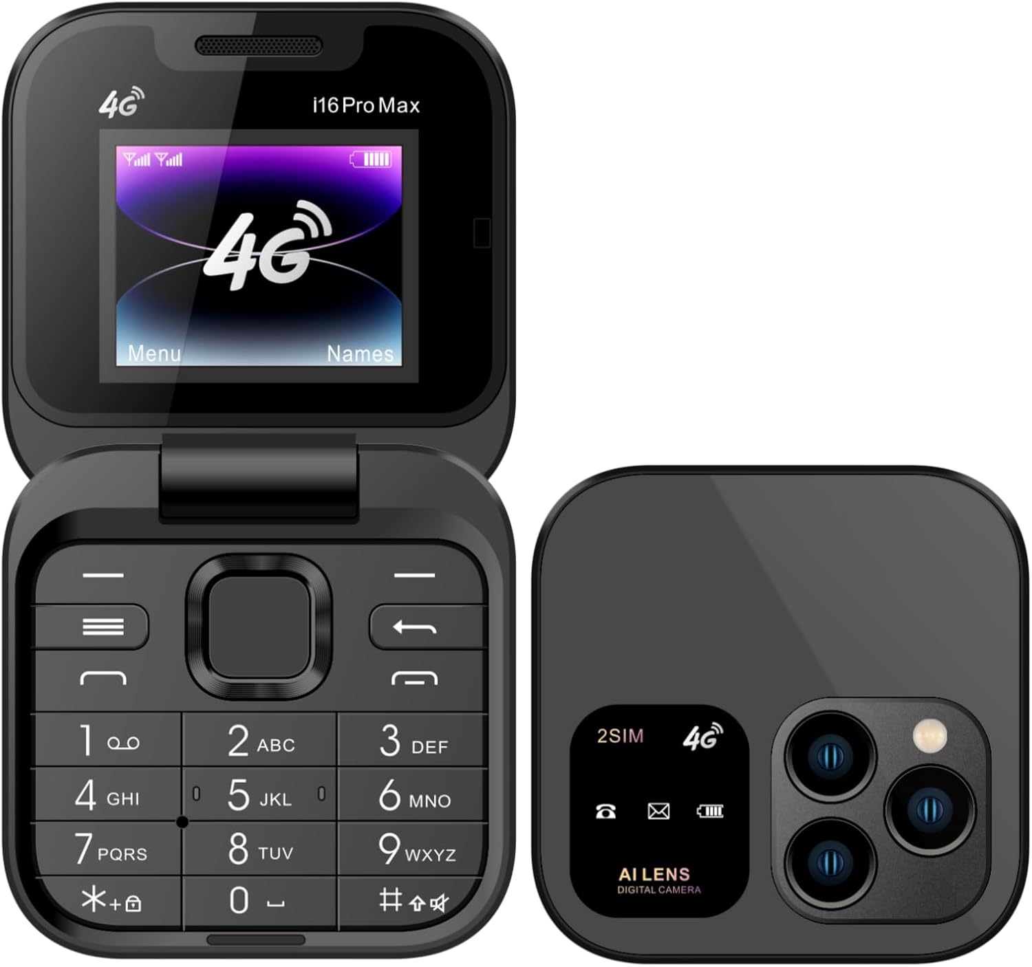 Tangxi 4G LTE Flip Phone, Easy to Use Basic Unlcoked Cell Phone for Seniors, Dual SIM, Loud Speaker, Bluetooth & 3.5mm, 1.77 Inch Screen, MP3 Playback, FM Radio (Black)