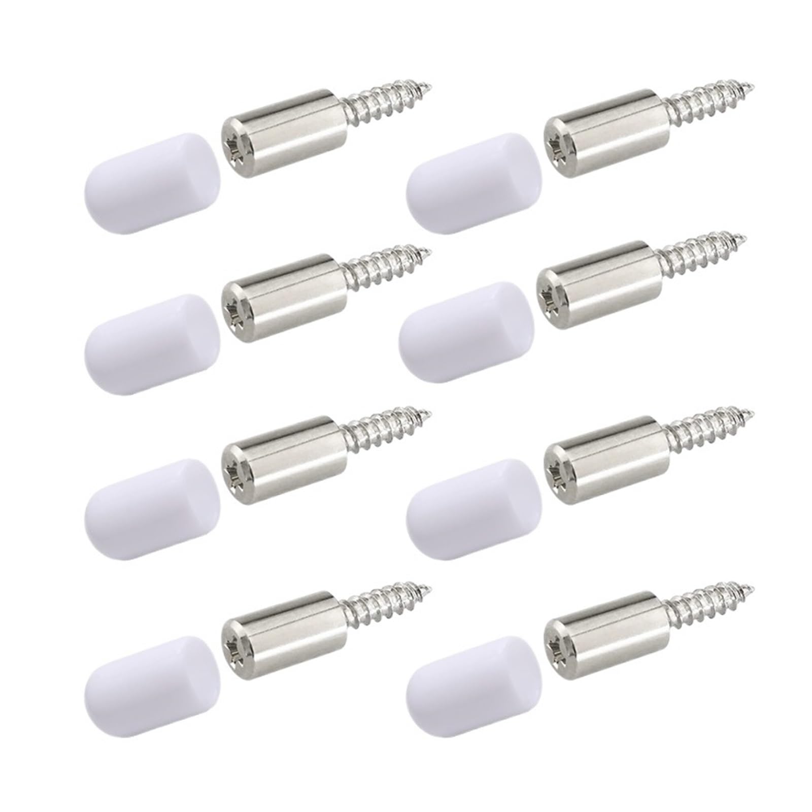 Perforadores de apoyo de estante Tornillo autorroscante en cruz con funda de goma for soporte de armario, cristal, clavo antideslizante for partición(White-4 Set)