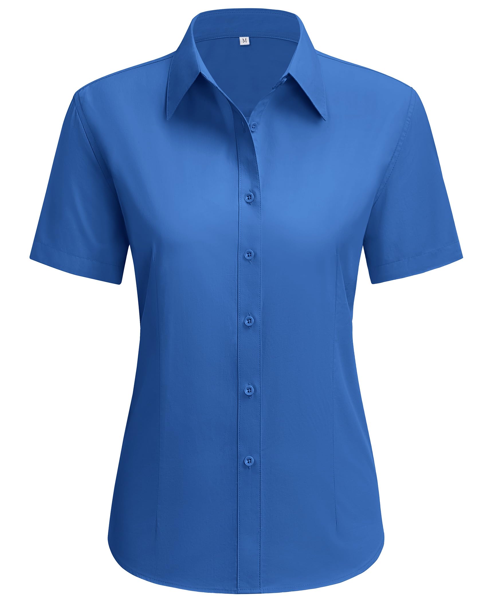 siliteelon Dress Shirts for Women Short Sleeve Cotton Button Down Shirt Basic Button Up Shirt Collared Shirts Work Shirt