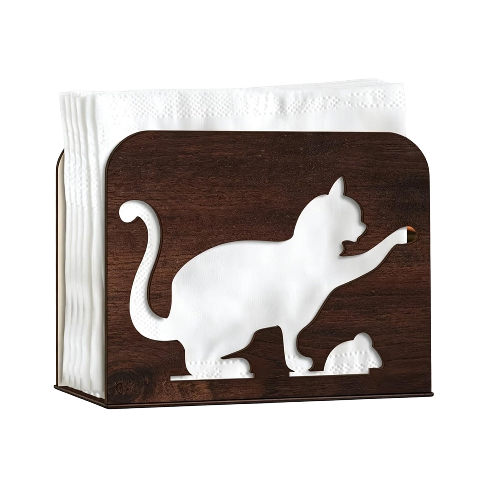 ZEPFJHE Functional and Ornamental Wood Carved Napkin Shelf Kitchen Tissue Dispenser Holiday Themed Tissue Box Designed for Space Saving Party Table Decor