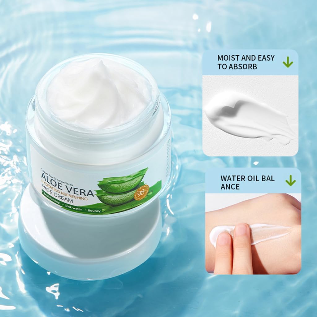 98% Aloe Vera Face Cream, Moisturiser Face Women, Aloe Vera Hydrating Face Moisturiser For All Skin Types, Face Cream for Women for Moisturising, Anti-Wrinkle and Nourishing Face 7 61n by7UZOL. AC SL1024