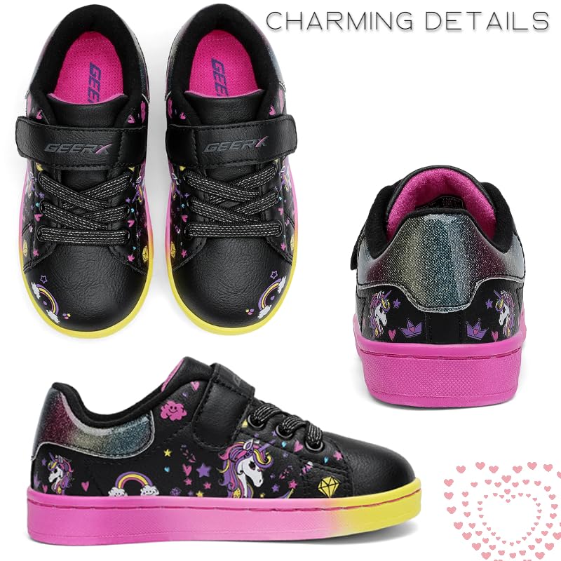 GEERX Toddler Girl Shoe Lightweight Casual Adjustable Strap Cute Unicorn Sneaker Comfortable for Walking Running (Infant/Toddler/Little Kid)3