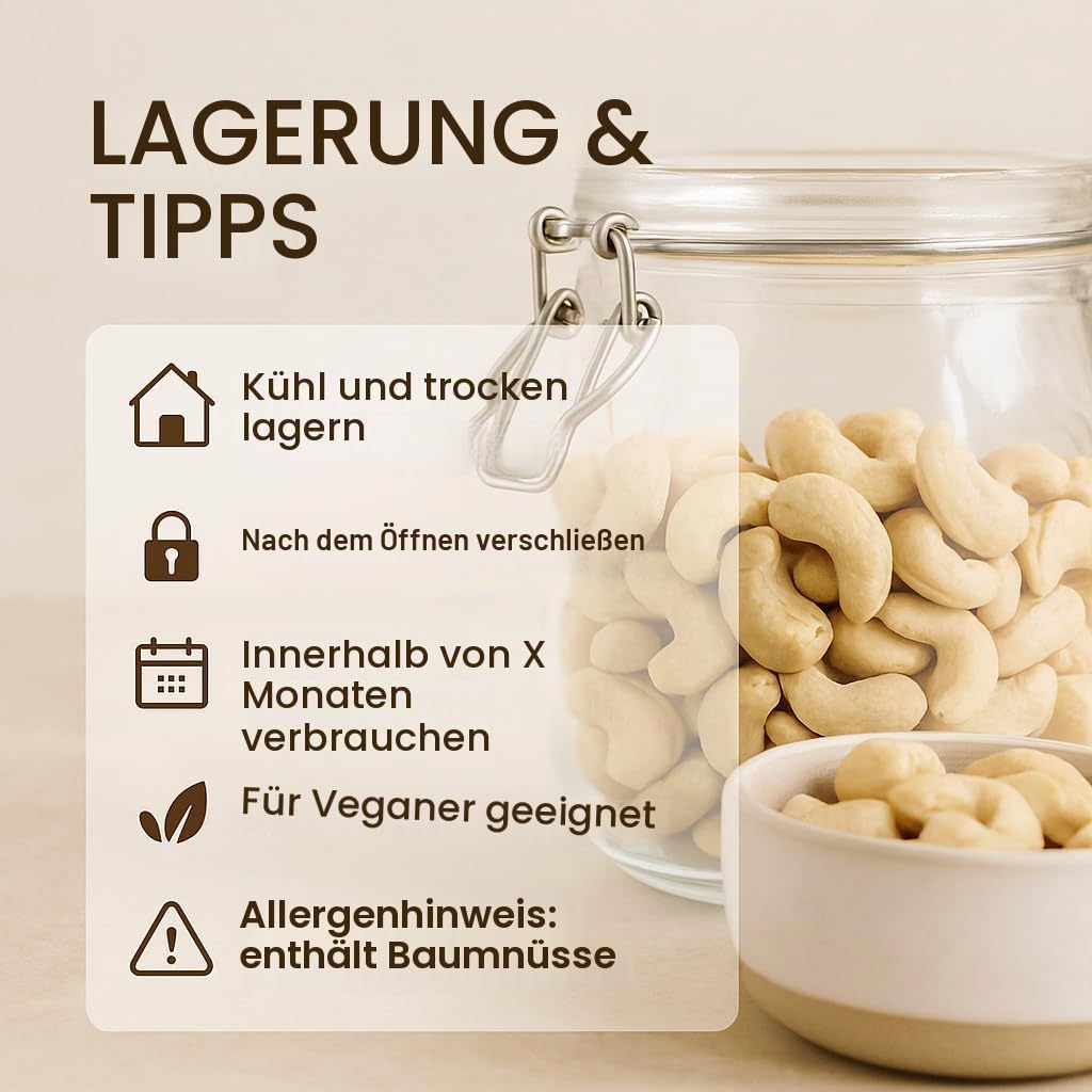 GiDeli Cashewkerne Ganze ungesalzen im Eimer reich an proteinen, vitaminen & mineralstoffen naturbelassen ohne zusatzstoffe, vegan 10kg