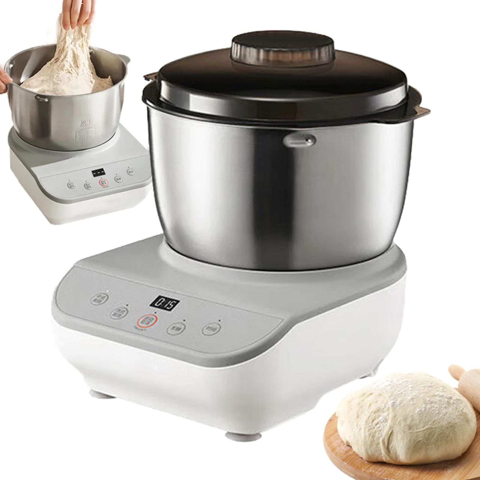 AYCDL 5L Electric Dough Mixer,Kitchen Food Blender Dough Kneading Machine Cake Dough Kneader Bread Maker,2 Blending Modes,25-38℃ Dough Proofer