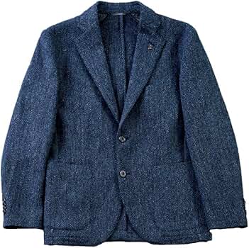 Amazon | [ジーステージ] ハリスツイードジャケット ダークブルー