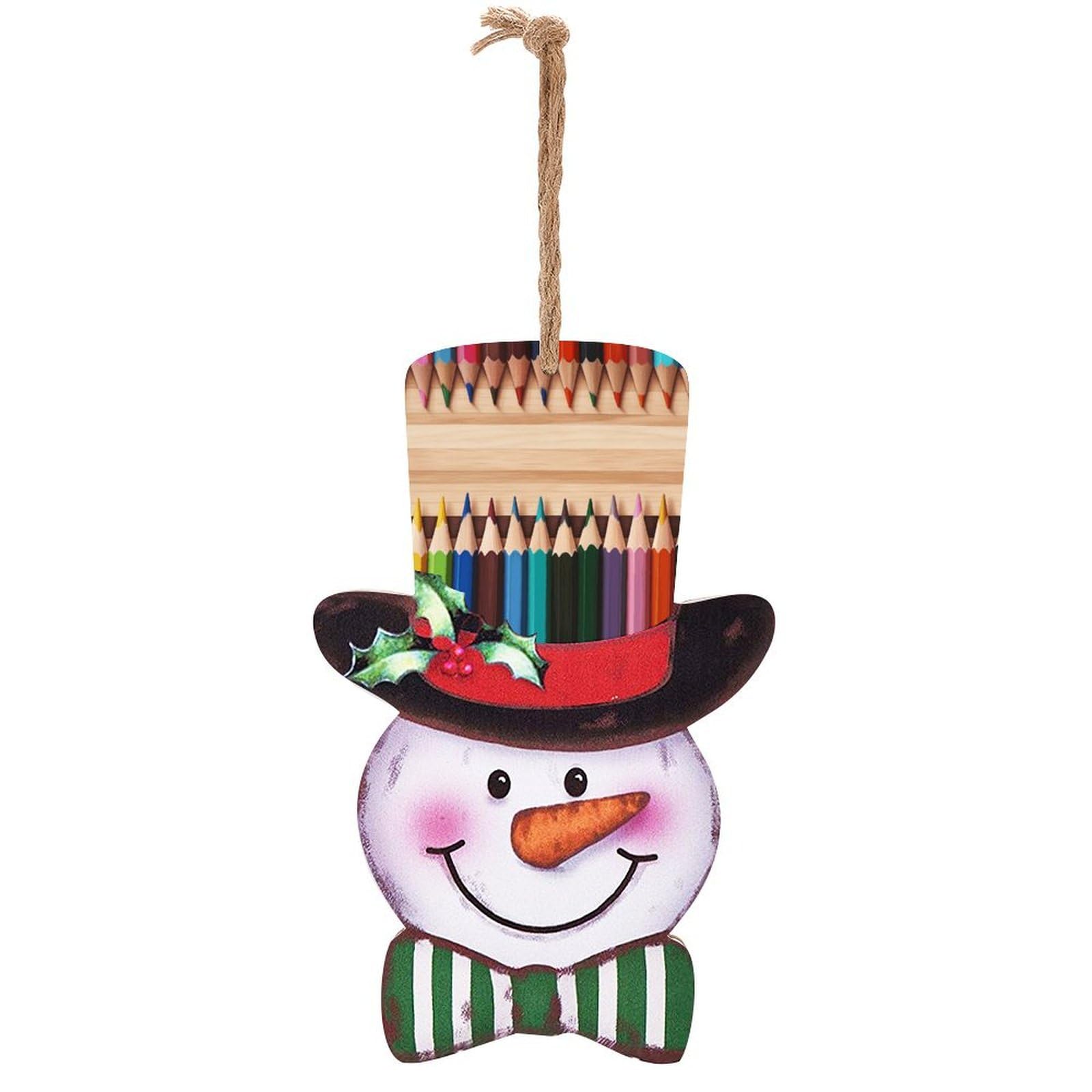 Panneau en bois bonhomme de neige pour entrée festive