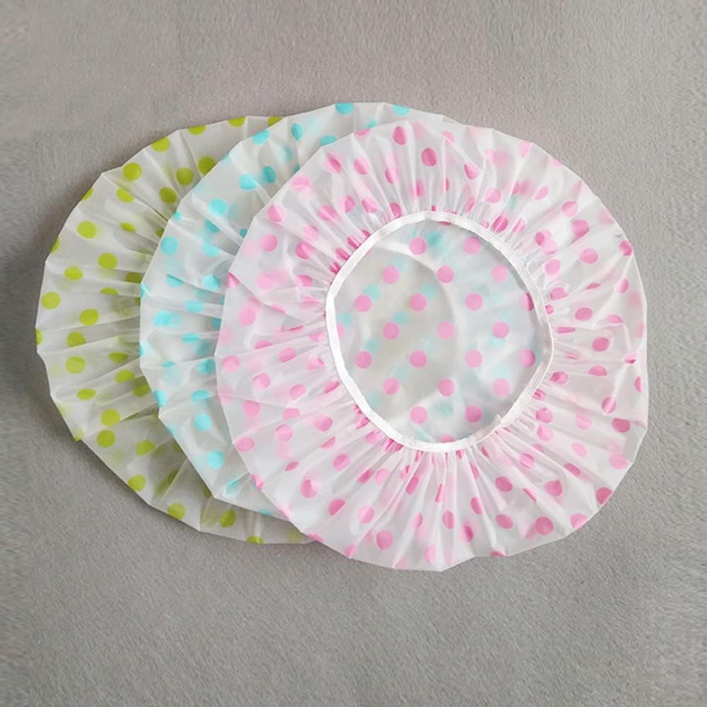 Waterproof Bath Caps for Women & Kids, Reusable Plastic Shower Cap Large Size with Elastic Band, Hair Protection Cap for Spa, Salon, Sauna, Hotel, Home & Travel (3)-image-42