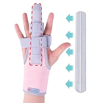 ENLUNTRA Finger Splint Brace Supports Index finger,middle finger,ring finger,pinky splint,Adjustable Right or Left Hand Brace,Straightening for trigger finger splintspink
